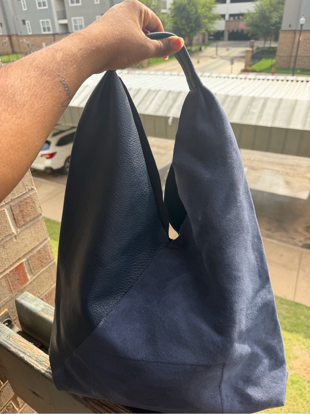 Shiraleah Navy Two-Texture Hobo Tote